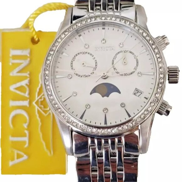 $795 MSRP- INVICTA Angel Chronograph Quartz Moon Phase Ladies Watch- See Desc. main image 2